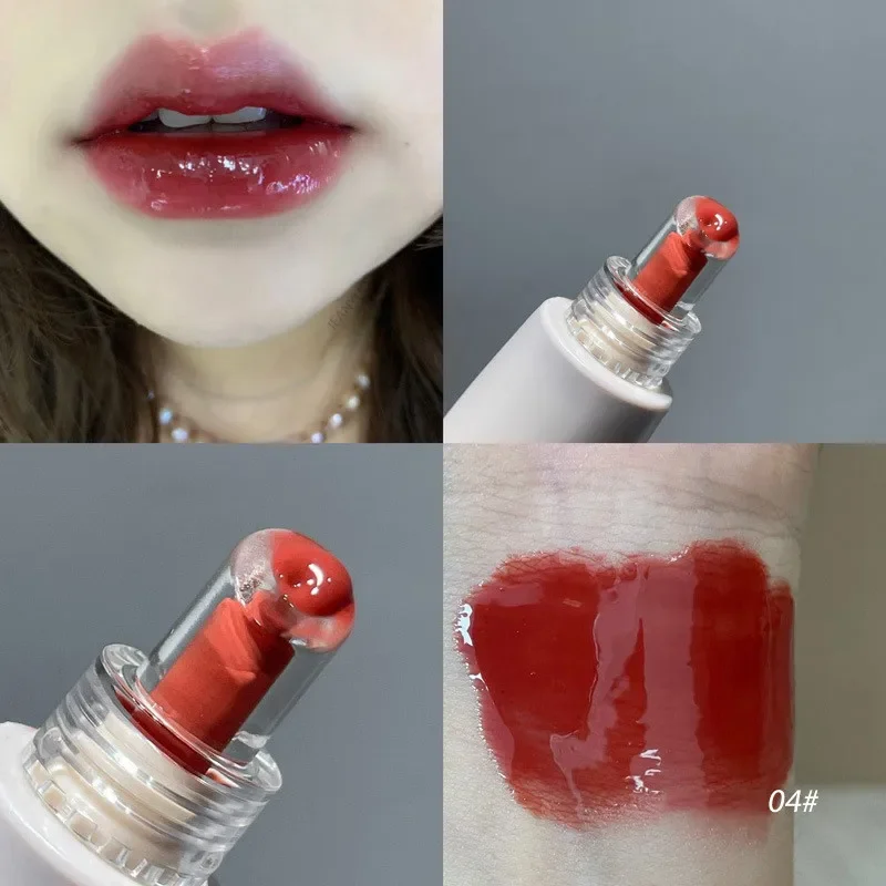 Geléia brilho labial espelho de longa duração água esmalte colorido hidratante batom cristal brilhante matiz labial coreano cuidados maquiagem