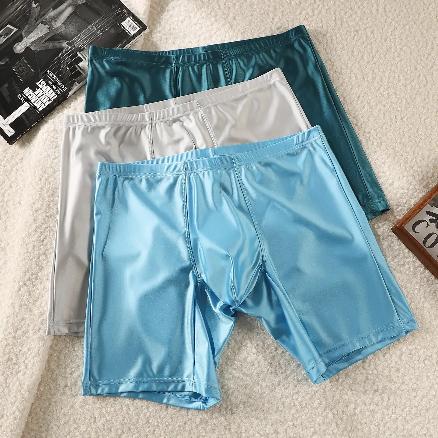 Mens Underwear Boxers Man Solid Slim Ice Silk Extended Leg Boxer Shorts Ropa Middle Waist Sports Panties Male Underpants M-XXL — image 8