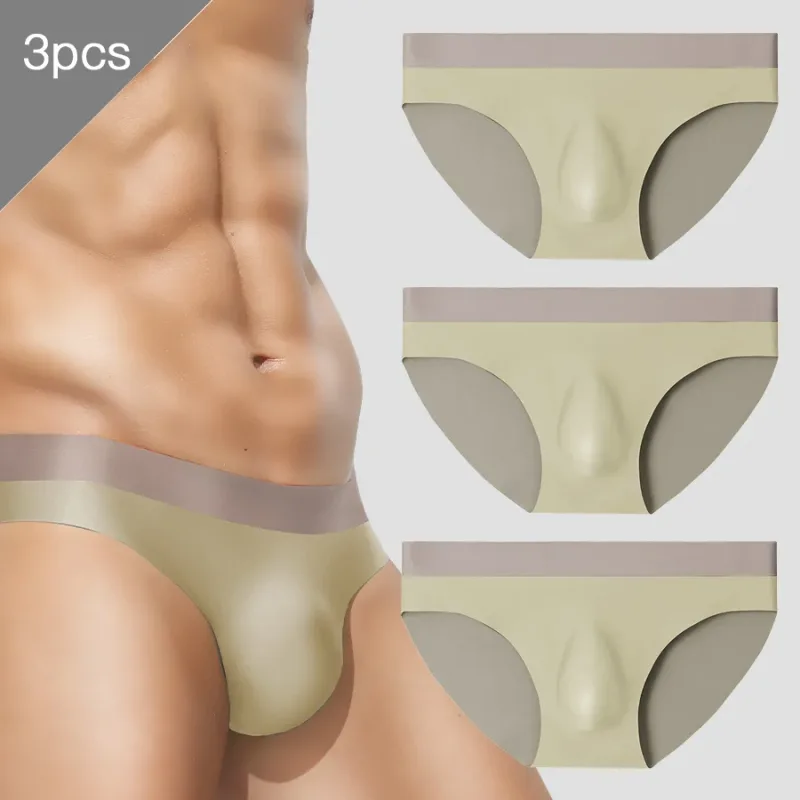Men's ice silk seamless underwear 3D punching triangle shorts summer thin underpants boys sports shorts — image 5