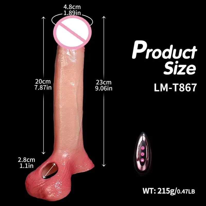 Male Realistic Remote Control Big Penis Ring Extender Cock Enlarged Stretchable Powerful Vibrator Silicone Soft & Stretchable Dick Training Stronger Delay Ejaculation Cock Ring Condom Silicone Couple Adult Sex Toys For Men Supplies 18+