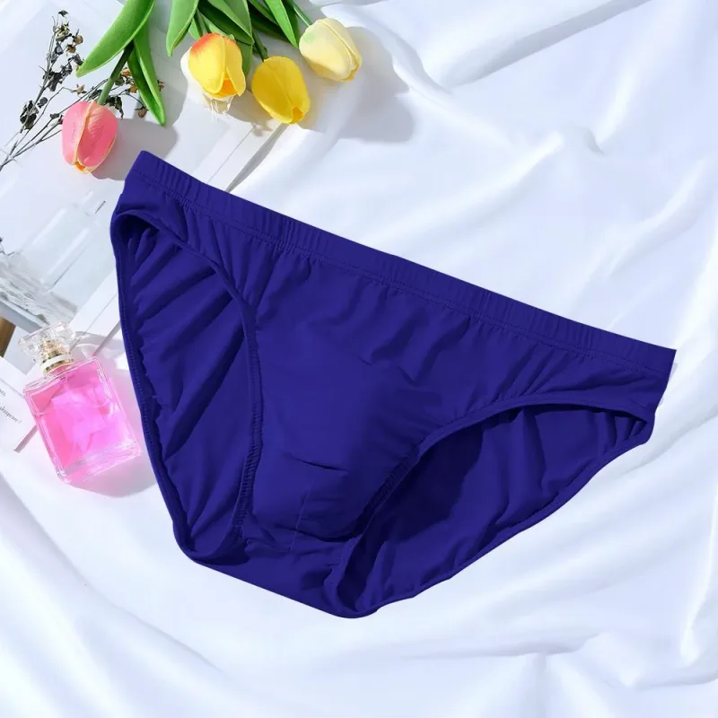 New Big Men's U Convex Underwear Ice Silk Quick Drying Briefs Summer Cool Low Waist Thin Male Underpants Plus Size — image 1