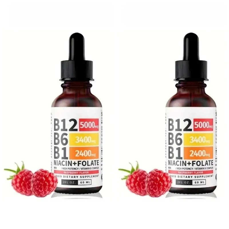 Vitamin B12 Liquid Drops 60ml Raspberry Flavor with Vitamin B6+B1 Etc Multivitamin Support Energy Recovery & Brain Heart Health — image 8