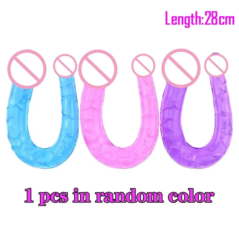 Soft Jelly Dildo Double Long 46cm Realistic Cock Lesbian Vaginal Anal Plug Flexible Fake Penis for Women Sex Toys — image 8