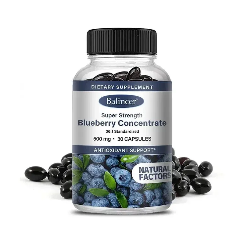 Blueberry Capsules - 500 Mg Good for The Brain Heart Health Eye Care Antioxidant Promotes Smooth Skin- 120 Capsules