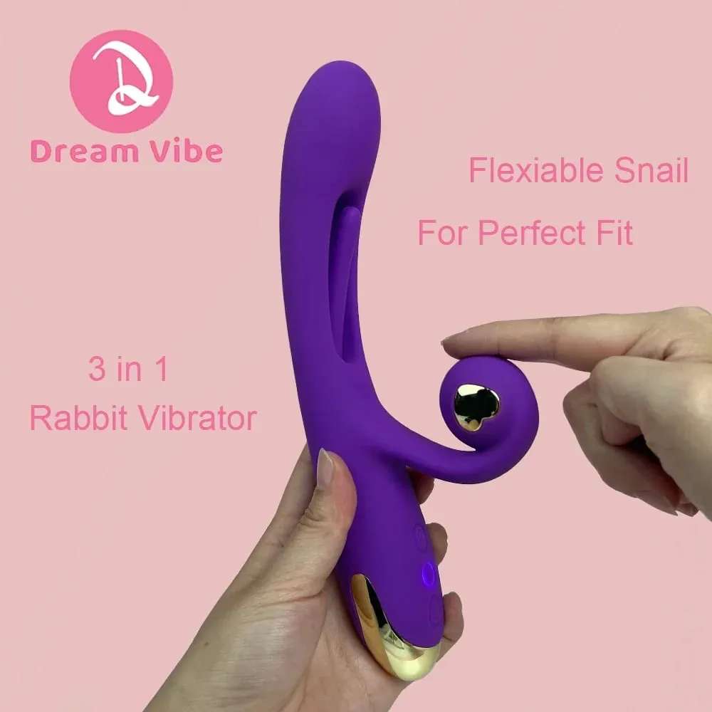 3 in 1 Snail Vibrator Flapping Tapping Tongue Flexiable Snail Penetration G Spot & Clitorial Sex Toy for Women Pleasure 18+ Toy