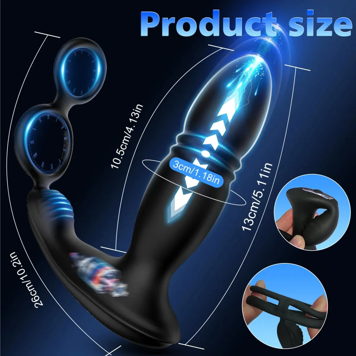 Double Penis Ring 3 IN 1 Wireless Remote Telescopic Anal Vibrator Dildo Male Prostate Massager Adults Sex Toys For Men Couple