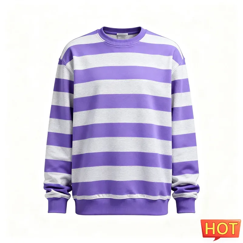 Mode rayé graphique sweats pour hommes Simple à la mode à manches longues 3D imprimé laid sweat décontracté surdimensionné pulls hauts — image 5