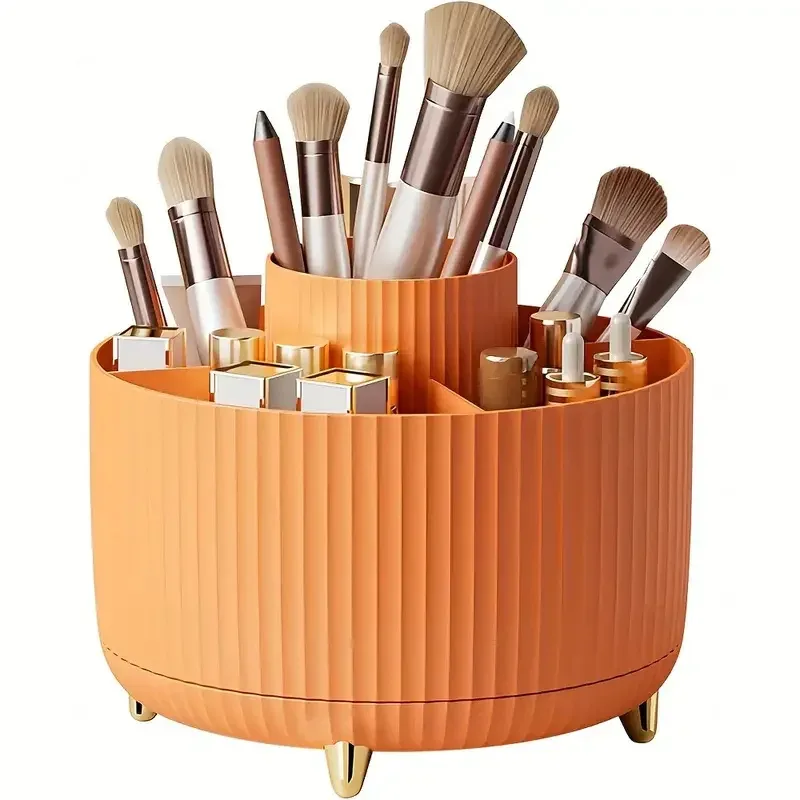Organizador de suporte de pincel de maquiagem, 5 espaços, rotação 360 °, pincéis de maquiagem, organizadores de armazenamento de mesa para vaidade, banheiro, escritório — image 10