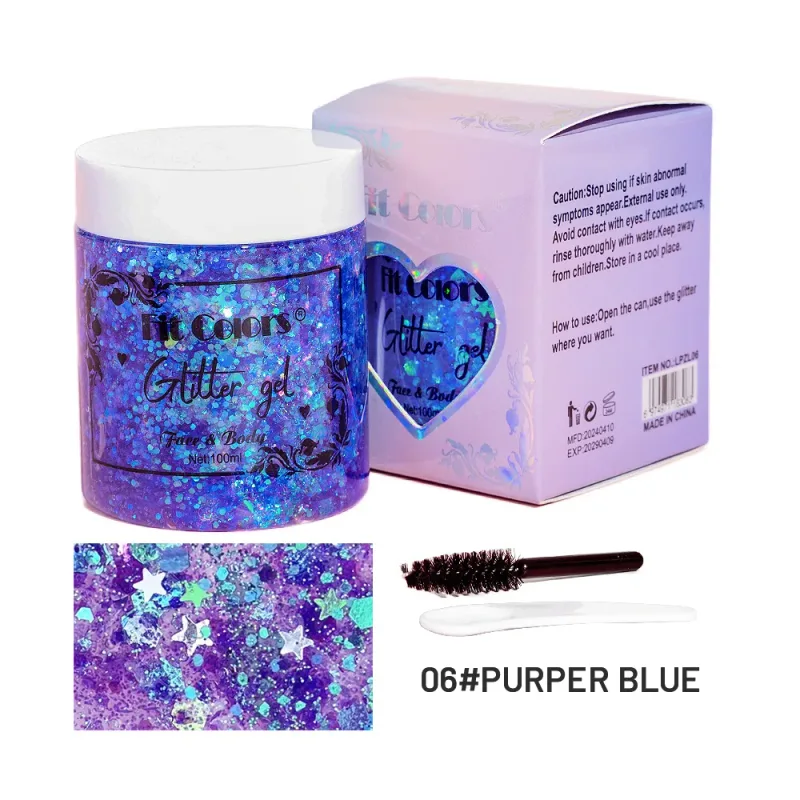 100ml glitter gel sombra de olho líquido rosto corpo grande lantejoulas gel multifuncional colorido solto lantejoulas creme decoração de festa