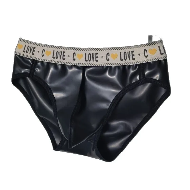 Men Latex Leather Underwear Sexy Underpants Seamless Briefs Low Waist Translucent Scrotum Bulge Panties for Gay Erotic Lingerie — image 5