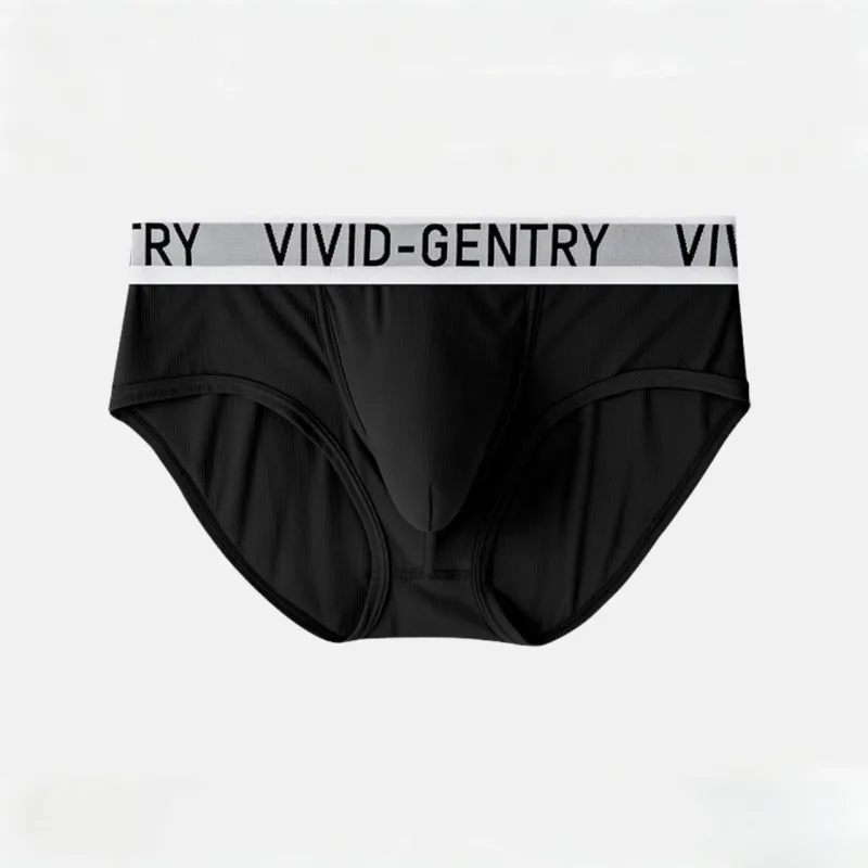 Men's Elastic Ice Silk Underwear Sexy Big U Convex Pouch Briefs Korean Youth Breathable Sports Panties Solid Mid Waist Underpant