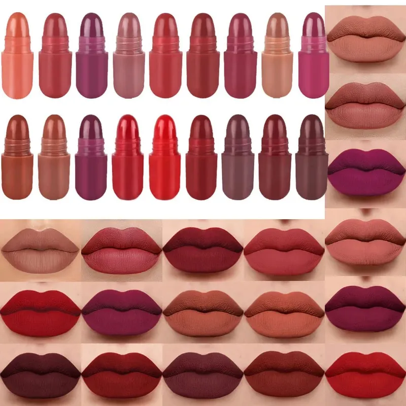 18Pcs/Set Matte Capsule Lipstick Set Color Fixing Lasting Waterproof Non-Stick Cup Mouth Nude Makeup Sexy Lips Solid Lip Gloss — image 3