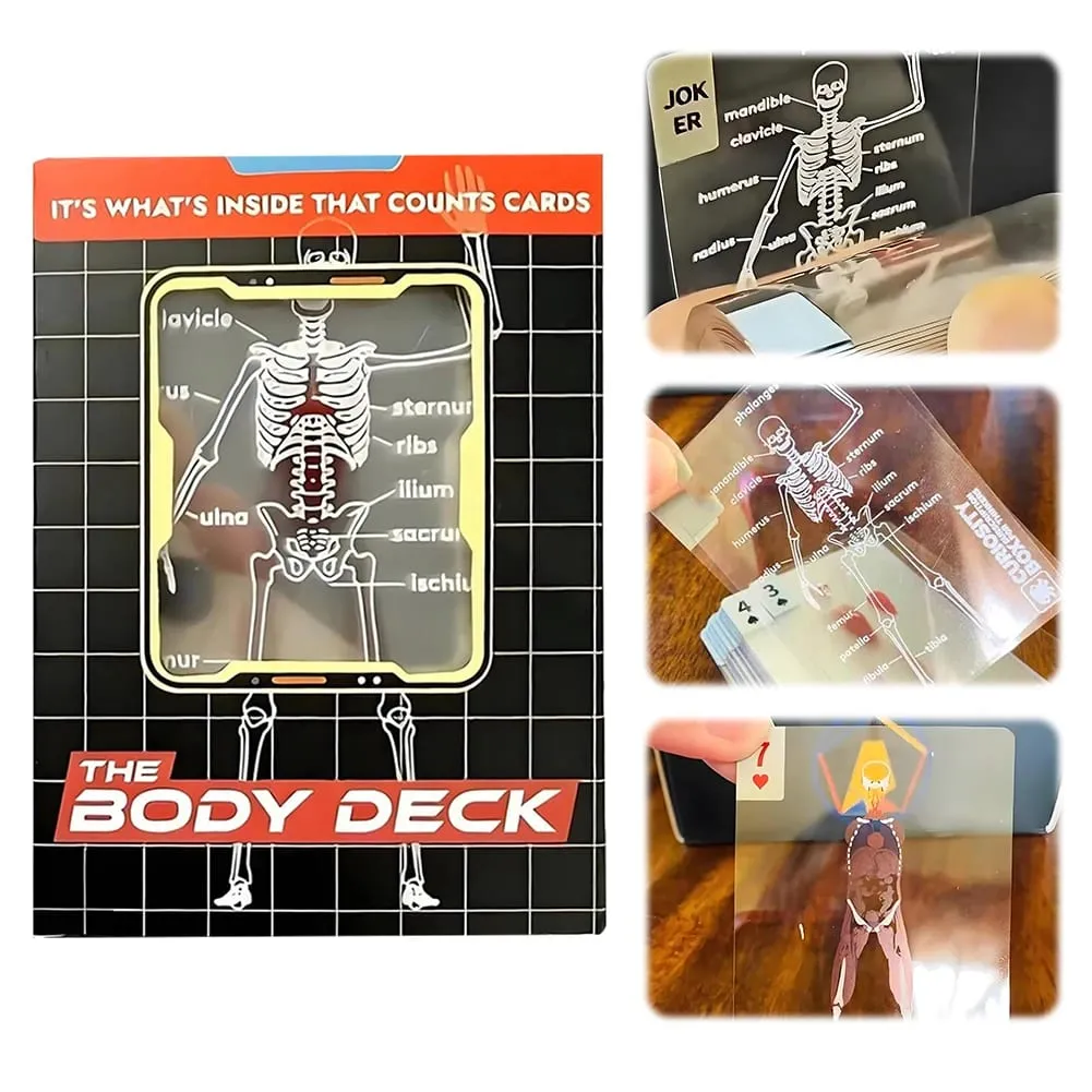 The Body Deck Mannequin Body Deck Skeleton Κάρτες παιχνιδιού Διαφανής ανατομία Κάρτες πόκερ Σκελετοί Σχέδια ακτίνων Χ Εκπαιδευτικό δώρο — image 4