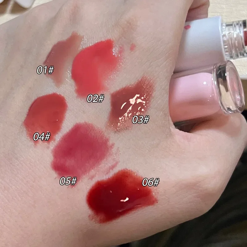 Geléia brilho labial espelho de longa duração água esmalte colorido hidratante batom cristal brilhante matiz labial coreano cuidados maquiagem