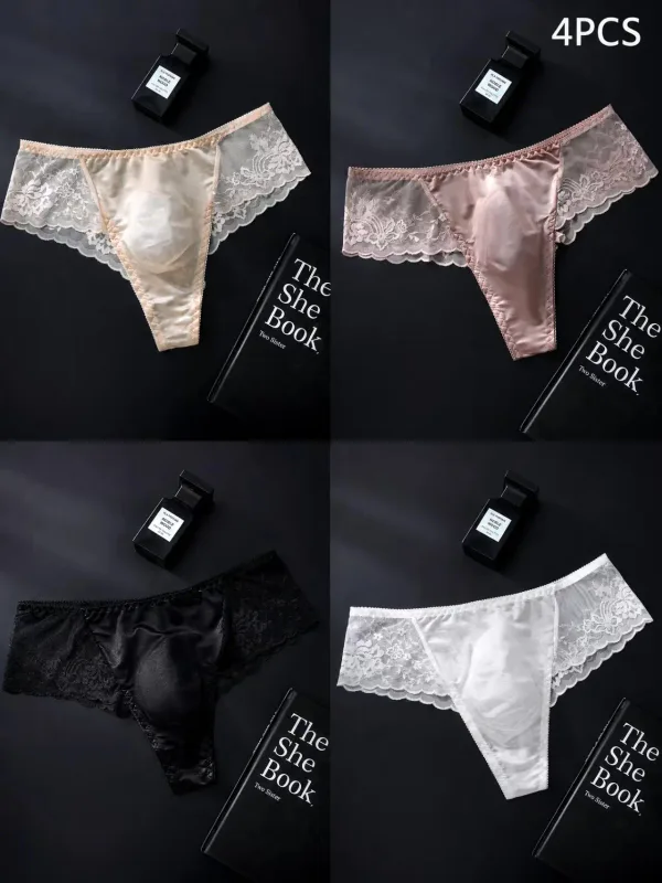 4PCSSexy Mens Seamless Panties Ice Ultra Thin Sports Fitness Bulge Pouch briefs Male Panties Low Waist 3256812822980465