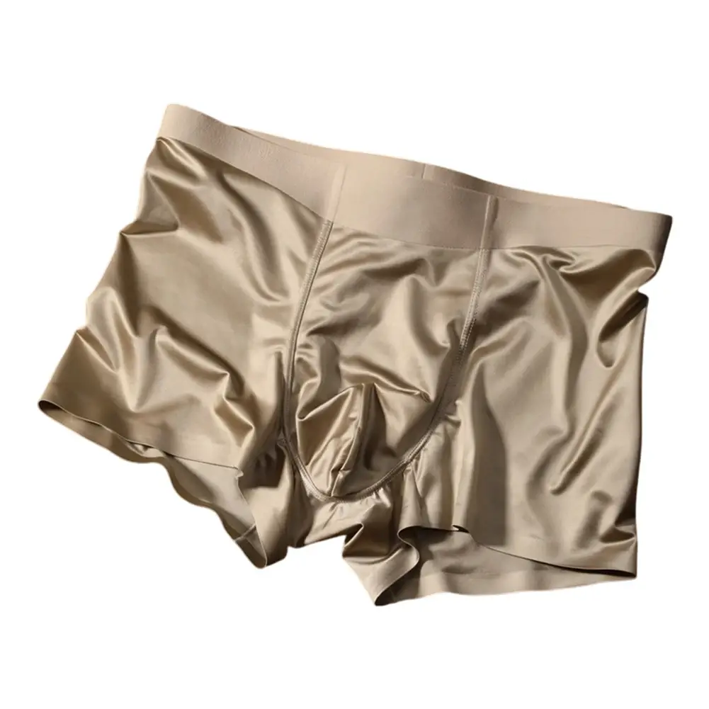 Boxershort sans couture pour hommes, culotte respirante à l'entrejambe, en soie glacée, sous-vêtements confortables en Satin, 1 pièce — image 3