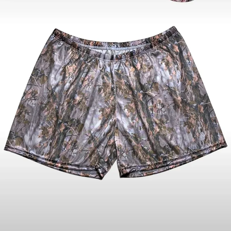 1 Piece Men's Lightweight Breathable Metallic Sheen Casual Home Loungewear - Camouflage Print Satin Sleep Shorts