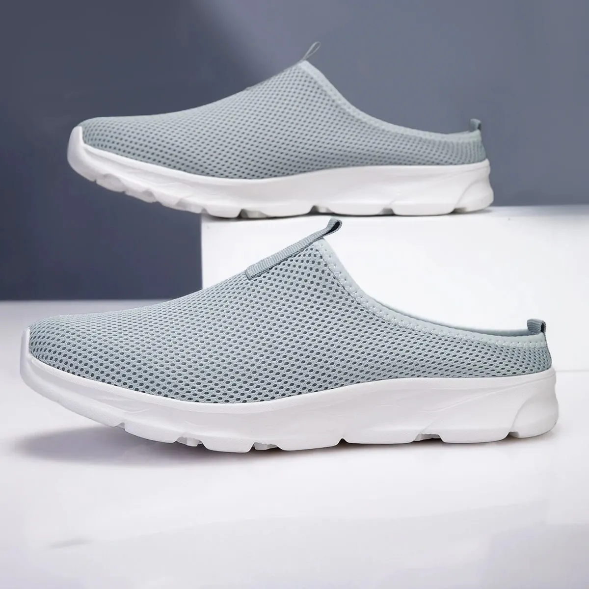 Men's Half Slipper Shoes Fashion Breathable Outdoor Mesh Casual Sneakers Lightweight Comfortable Tenis Masculino Walking Shoes