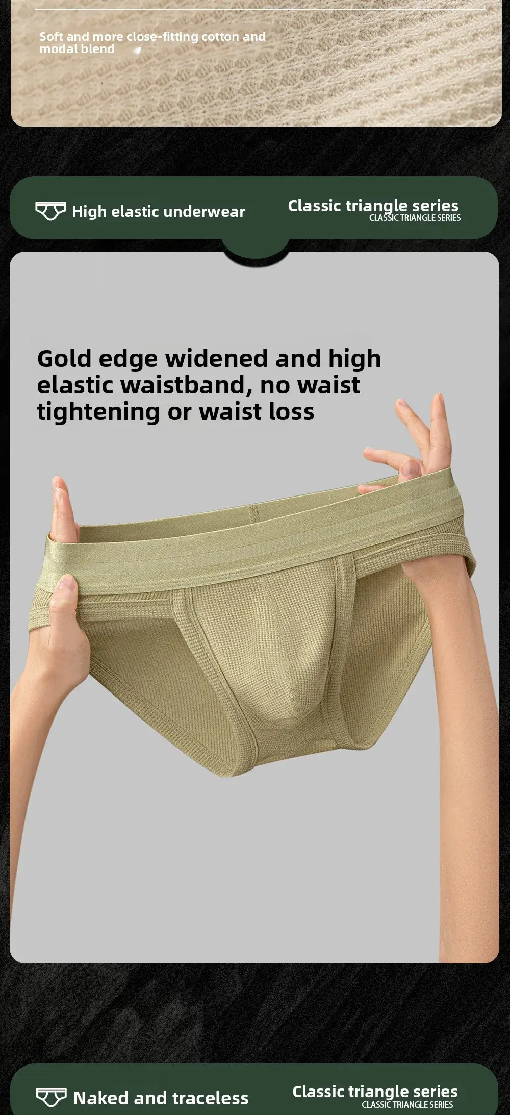 3pcs Sexy Men Waffle Cotton Briefs with Raised Bag Support Pouch With Hole U Spacious Separate Crotch Breathable Anti-sweat 3256812343913911 — image 7