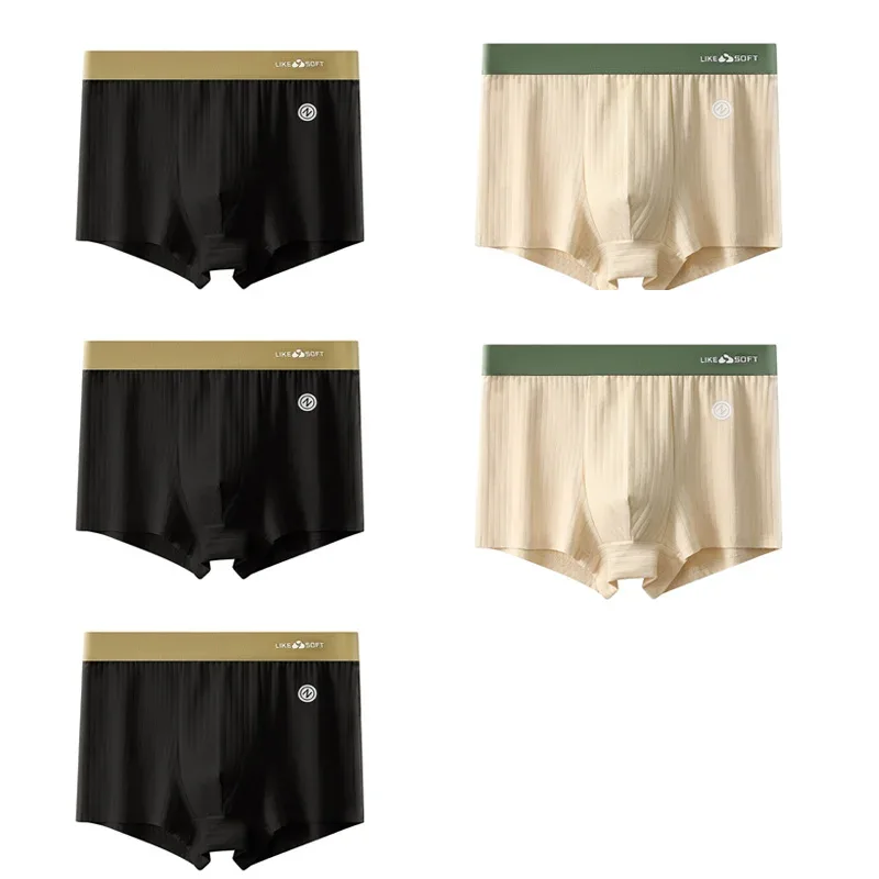 5Pcs Men Striped Boxer Briefs Soft Breathable Mid Waist Elastic Waistband Cotton Blend Men Underwear Shorts — image 16