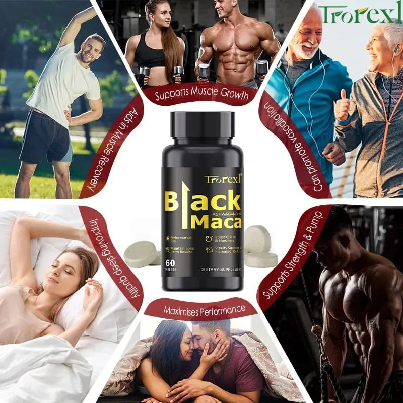 Organic Black Maca Pills 60 Tablets Ανδρικό συμπλήρωμα ενίσχυσης Βελτιώνει το μέγεθος Η αντοχή προάγει την υγιή ενέργεια
