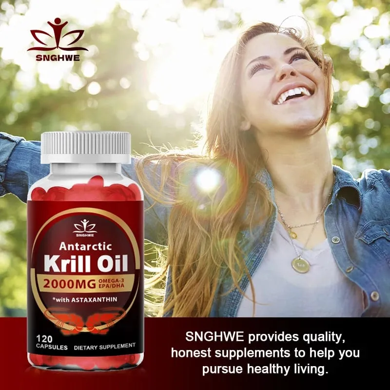 Antarctic Krill Oil-2000mg ανά μερίδα-με Ωμέγα-3 EPA DHA & ασταξανθίνη-Υποστηρίζει υγιείς αρθρώσεις εγκεφαλική καρδιά και αρτηριακή πίεση