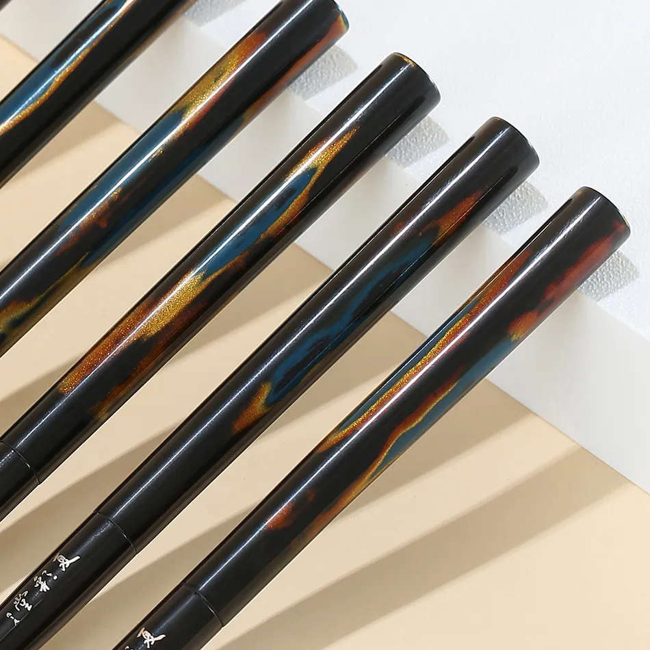 Macio misturado sable lynx cabra cabelo artesanal escova de maquiagem sombra de olho mistura escova luxo laca chinesa lidar com pincéis de maquiagem