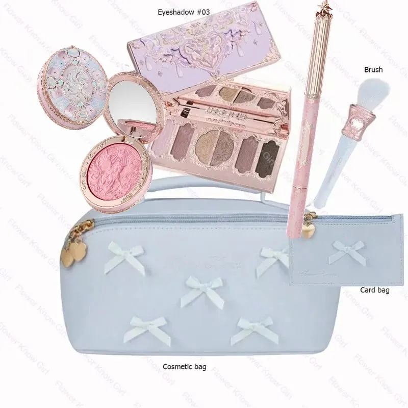 Makeup Flower Knows Set Shell Pearl Series Six Color Eyeshadow Palette Ανάγλυφο Blusher Shine Κιτ κραγιόν με τσάντα όλα μέσα