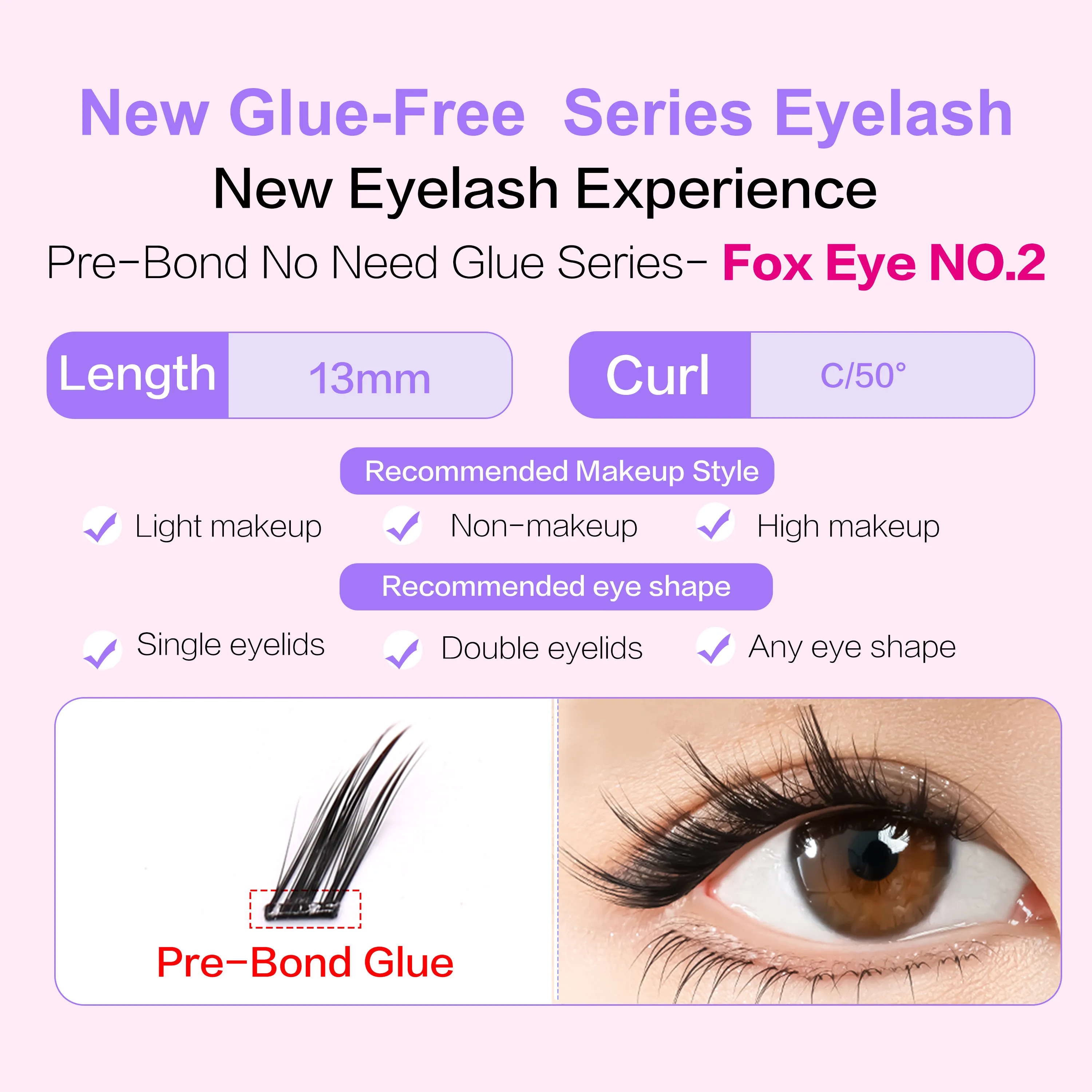 FindLove Fox Eye Lashes Pre Glued False Eyelashes C Curl 12mm Reusable Manga Lashes Soft No Glue Need Eyelash Makeup Tools — image 6