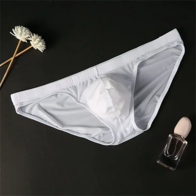 Plus Size M-4XL Man Ice Silk U Pouch Briefs Low Waist Translucent Nylon Underwear One-piece Sexy Ultra-thin Male Underpants — image 11