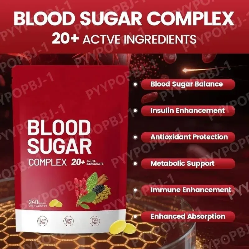 Συμπλήρωμα Blood Sugar Complex 240 Softgels Περιέχουν Πολυβιταμίνες & Κανέλα Bitter Gourd 20 Herbs Extract Υποστήριξη Καθημερινή Υγεία — image 4