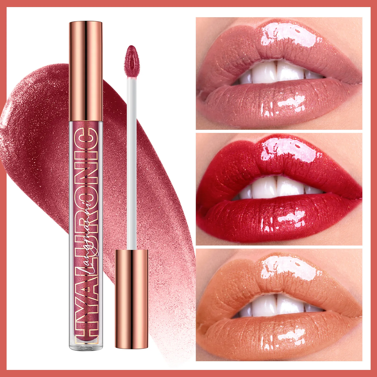 Pearlescent Glitter Plumping Lip Gloss Diamond Glitter Nude Pink Liquid Lipstick Shiny Glass αδιάβροχο Sexy Lip Tint Lip Makeup — image 5