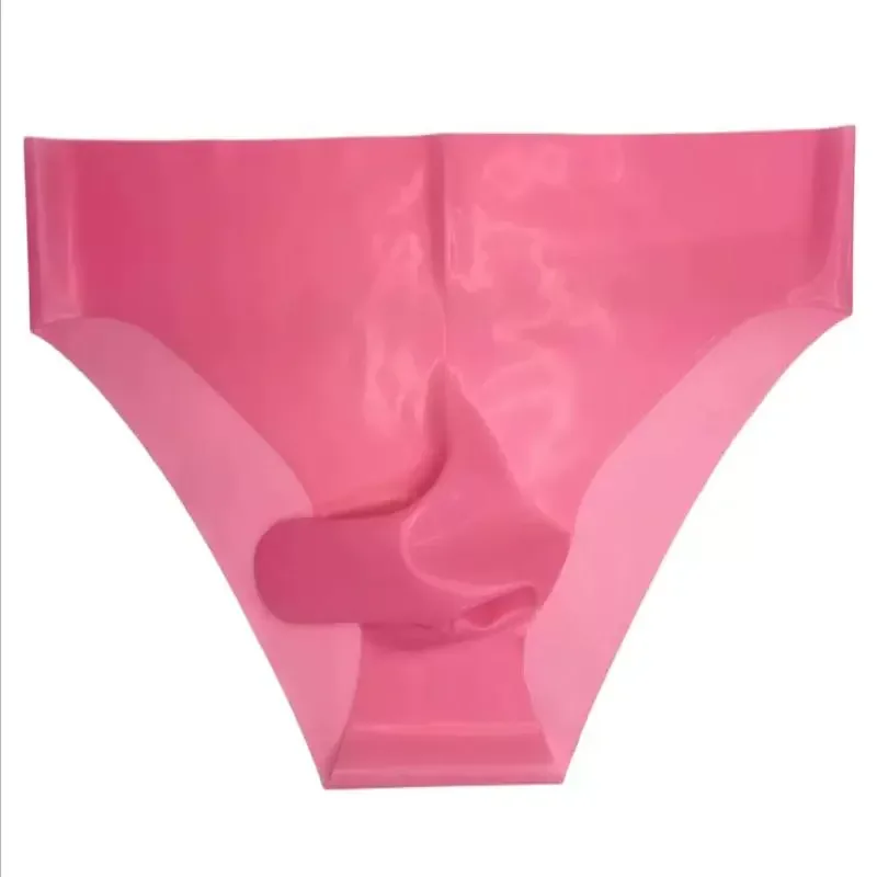 Men's Sexy Latex Erotic Underpants Seamless Rubber Sheath Sissy Briefs See-Through Couple Low Waist Panties Tight Safety Panties — image 4