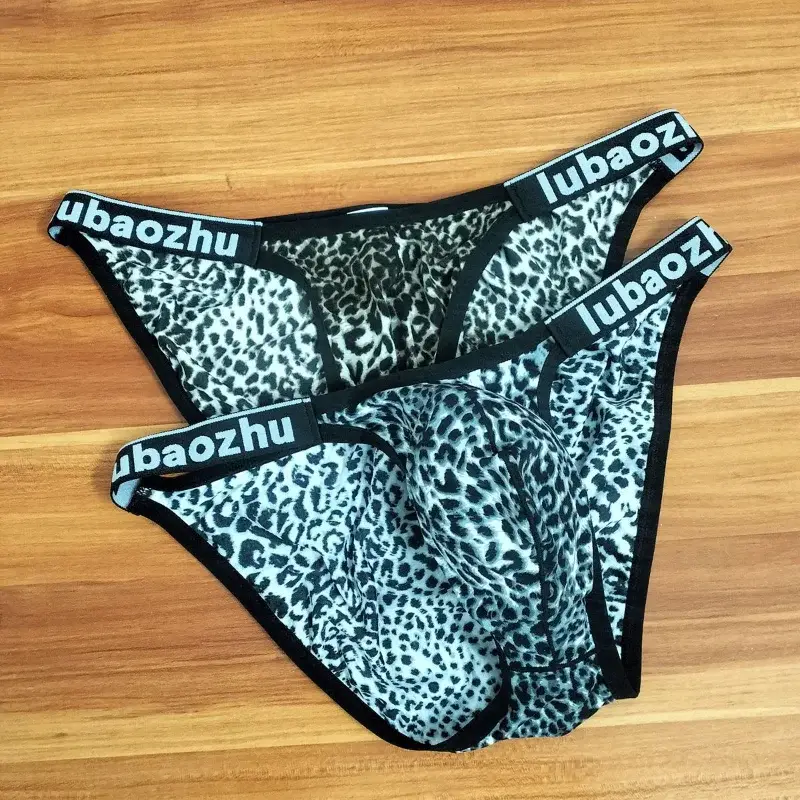 Men's Briefs Sexy Leopard Printed Underwear Thin Breathable Low Waist Ultra-Thin U Convex Pouch Lingerie Underpants Calzoncillos — image 4