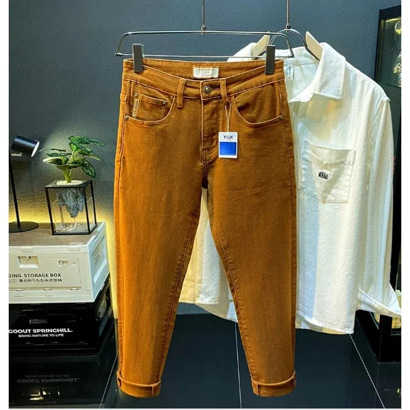 Men jeans 2024 new autumn fashion high-end affordable luxury stretch fitted all-match casual trendy denim long pants — image 2
