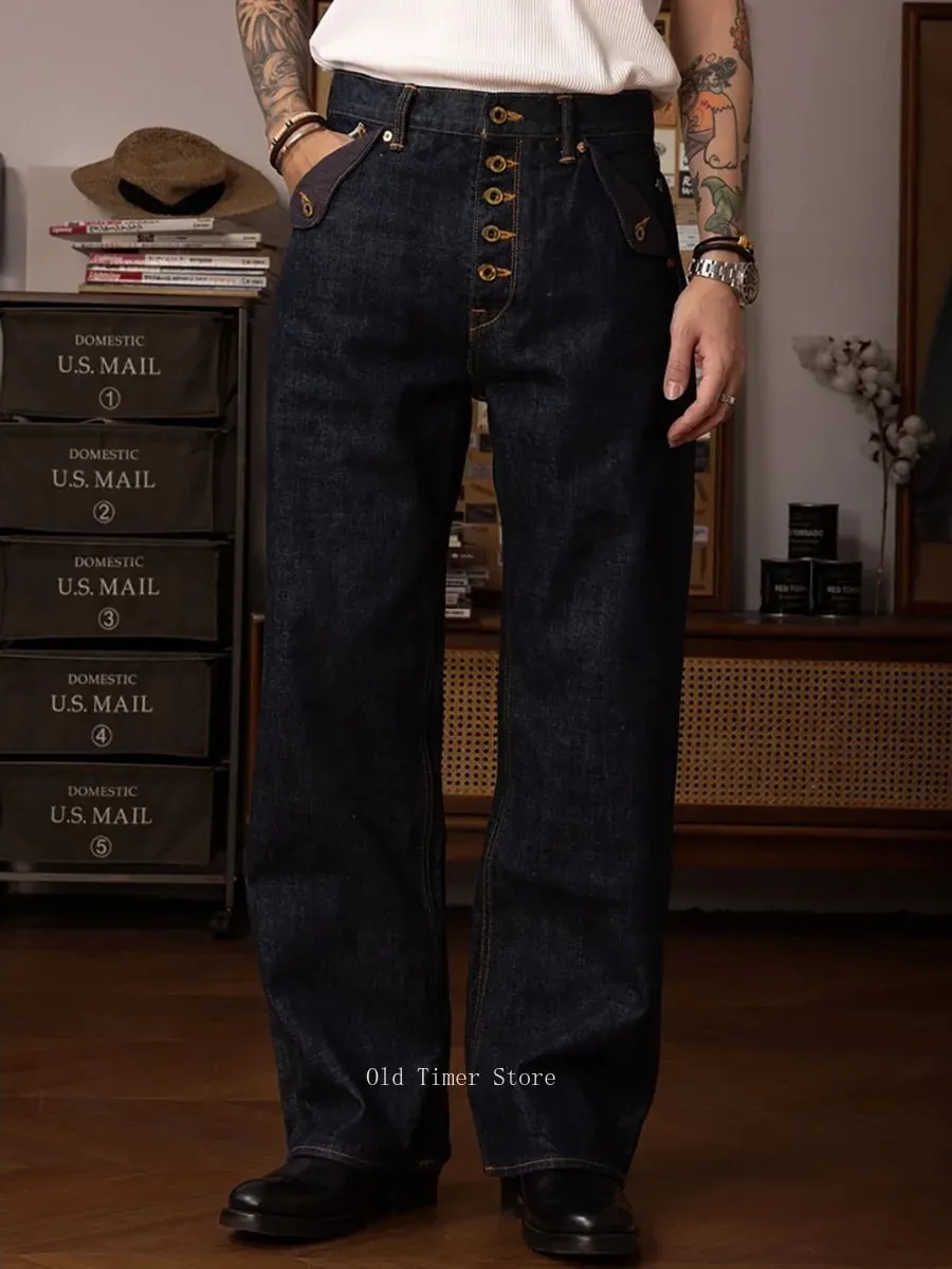 Κόκκινο Tornado Retro Heavy 18oz Raw Selvedge τζιν παντελόνι Sanforized Button Fly ψηλόμεσο πτερύγιο τσέπη τζιν ξυλουργικό στυλ — image 2