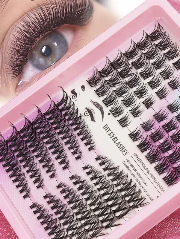 Cat Eye 16 שורות Cluster Lashes 406080100P מעורב עשה זאת בעצמך ריסים בודדים מגש עבה עשה זאת בעצמך הארכת ריסים ריסים נפח Wispy — image 11