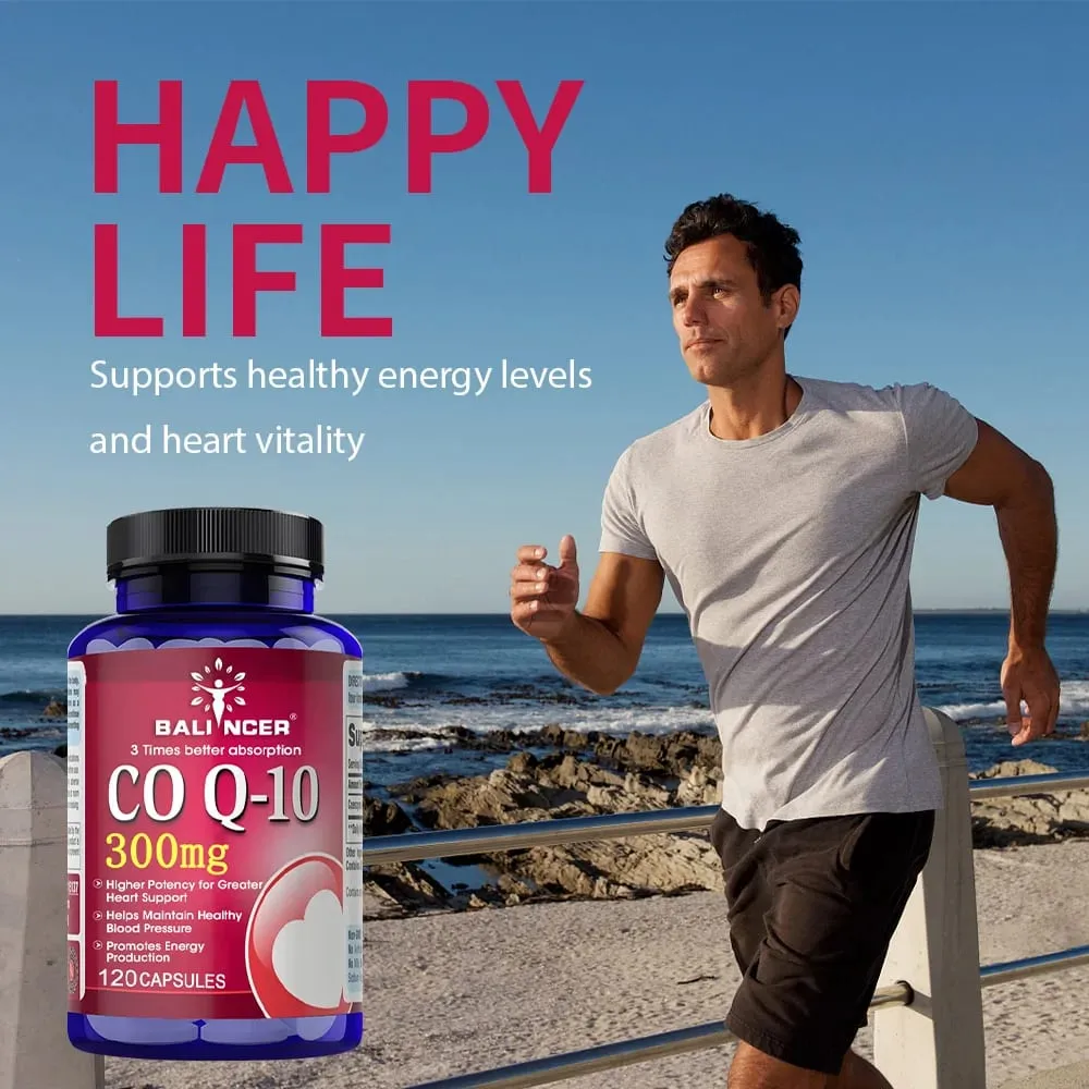 CoQ10 Κάψουλες 300 mg - Αντιοξειδωτικό Υψηλής Απορρόφησης Καρδιαγγειακή Καρδιά Ενεργειακή Υποστήριξη Vegan Non-GMO Χωρίς γλουτένη