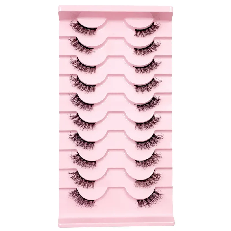 Τρισδιάστατες βλεφαρίδες Cat Eye Half Lashes 10 Pairs Half Lashes Natural Clear Stem False eyelash Extension Makeup Faux Cils maquiag — image 13