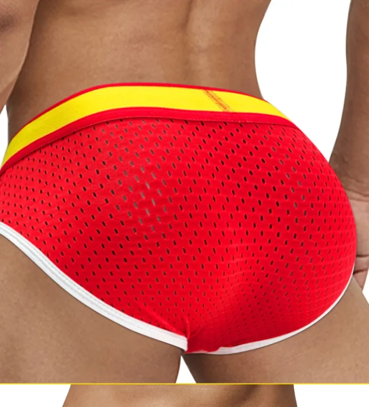 Men's Low Waist Slimming Mesh Briefs U Convex Pouch Elastic Waistband Breathable Colorful Jockstrap Underwear — image 21