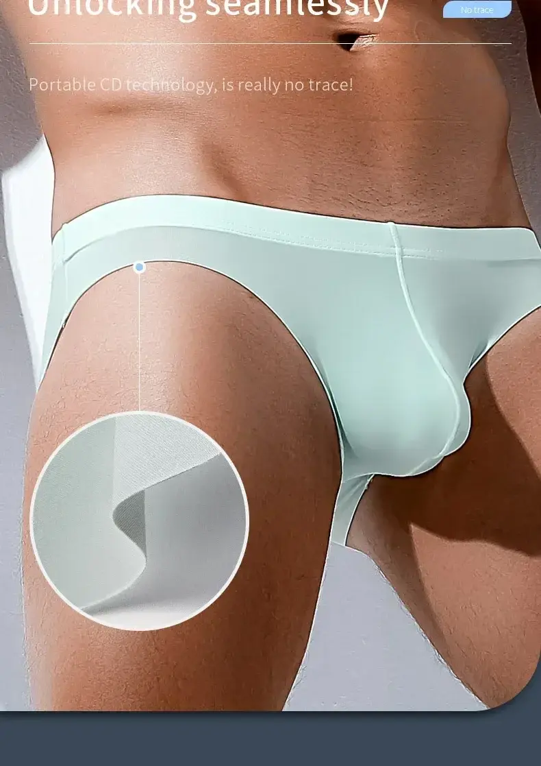 2PCS Men's summer underwear: Ice Silk, low-waisted triangular underpants, personalized, ultra-thin, breathable shorts — image 6