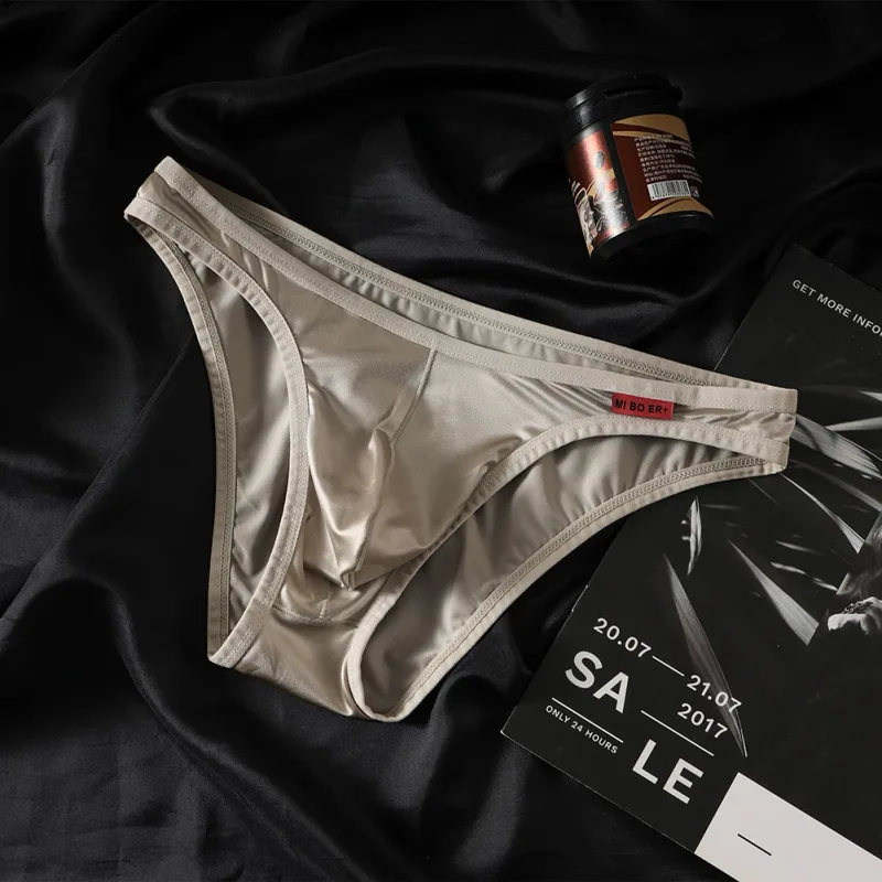 Men Low Waist Satinlike Ice Silk Stretch Brief Underwear Breathable Pouch Soft Fabric Underpants for Multiple Seasons — image 11
