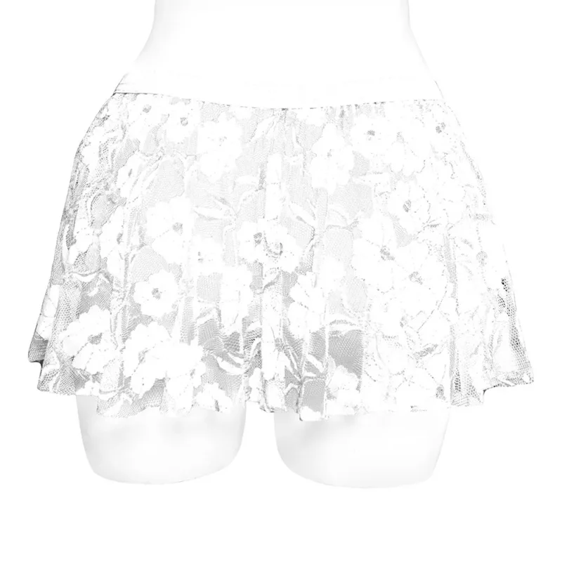 Men Solid Lace Skirt Mesh See Through For Lingerie Low For Rise Pleated Skirts See Through Bodycon Bottom For Party Evening — image 5