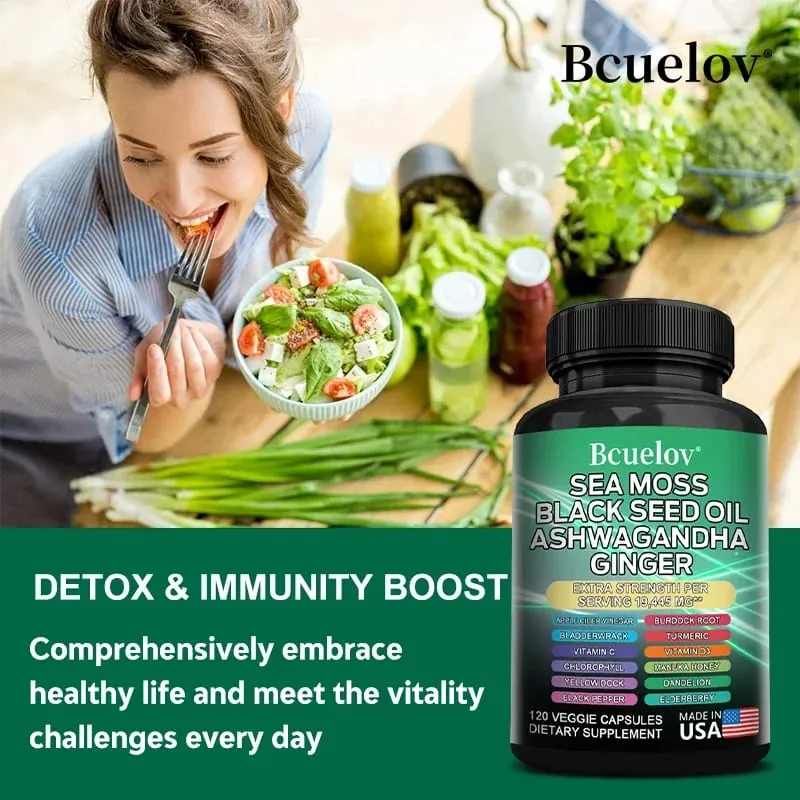 All in One Supplement with Sea Moss Black Seed Oil Ashwagandha Ginger Enhanced Immunity & Energy 120 Capsules — image 7
