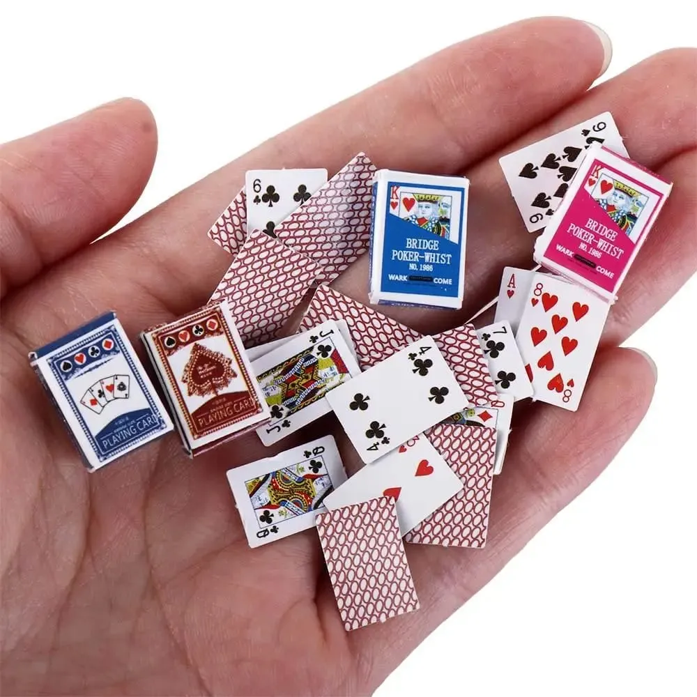 1:12 Dollhouse Accessories Mini Poker Cards Miniature Dollhouse Miniature Games Poker Mini Playing Cards Playing Poker Cards — image 3