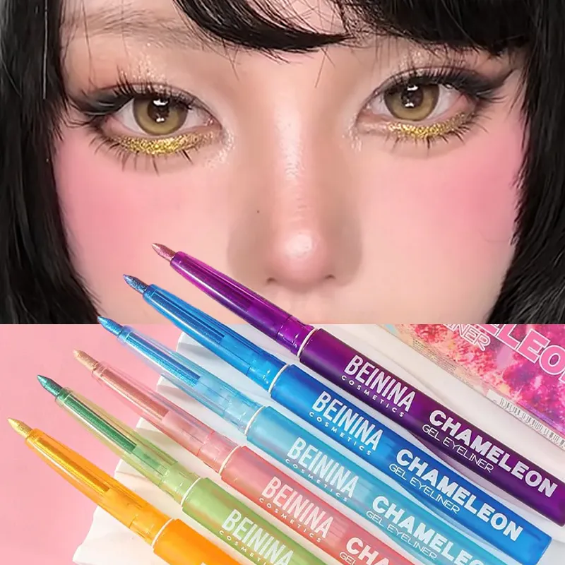 Γυαλιστερό Chameleon Yellow Eyeliner Gel Pen Μεταλλική σκιά ματιών Πολύχρωμο Liner ματιών Pearlescent Polarized Inner Eyes Pigment Μακιγιάζ — image 6