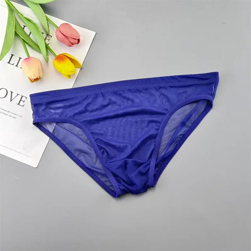 Ropa interior transparente de talla grande, calzoncillos sexis transparentes para Hombre con bolsa, bragas masculinas transpirables de nailon, XL-4XL