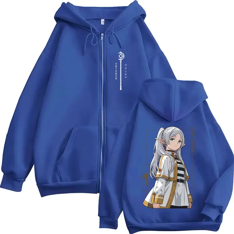 Anime Frieren: au-delà de la fin du voyage sweat à capuche pour homme femmes vêtements mode Harajuku sweat à capuche zippé vestes manteaux — image 6