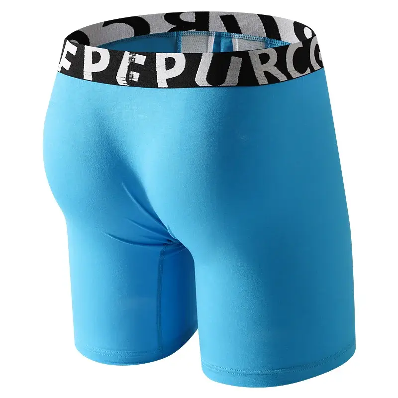 Men's Long Leg Cotton Boxer Briefs with Scrotum Pouch Anti-Chafing U Convex Separation Sports Underwear for Comfort — image 7