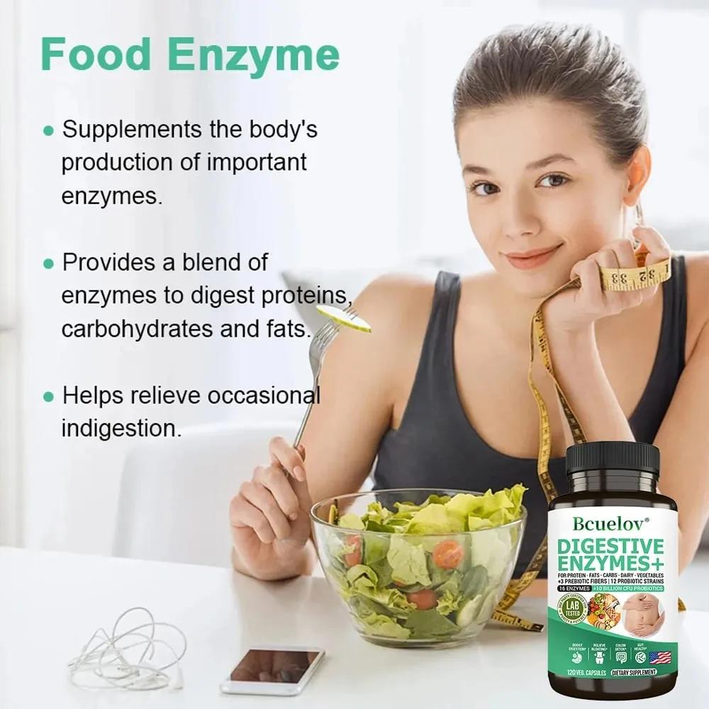 Digestive Enzyme Supplement - 3 Prebiotics 12 Probiotics 10 Billion CFU - Digestion Nutrient Absorption Colon Detoxification — image 4